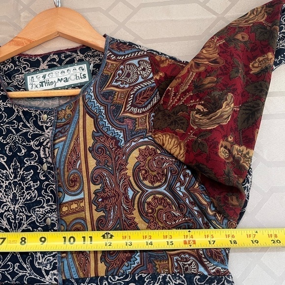 Nothing Matches Patchwork Printed Art Boho Buttondown Top Tunic Size 1 or Small - Picture 7 of 8